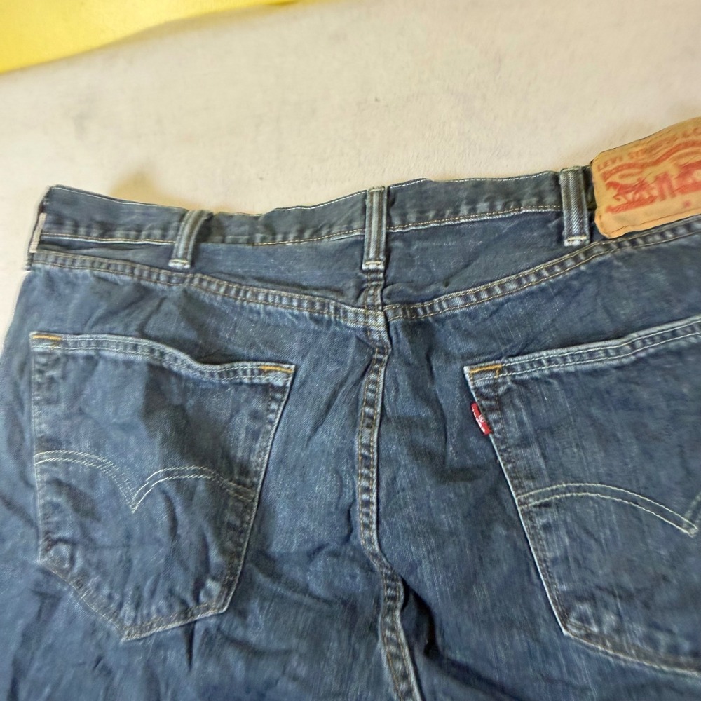 Levis 501 Mens Straight Leg Dark Wash Blue Denim‎ Jeans Button Fly 40x32